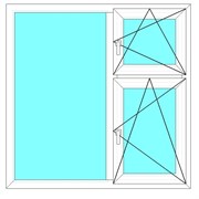 Окно двухстворчатое с форточкой 5-ти камерный профиль Exprof 70 мм 1711